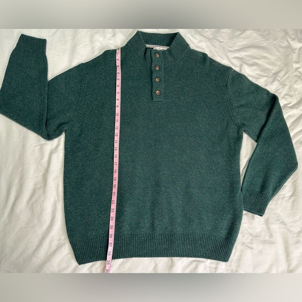 Enzo Mantovani 100% Wool Henley Sweater Pullover Green Neiman Marcus Men’s XXL - Picture 7 of 10